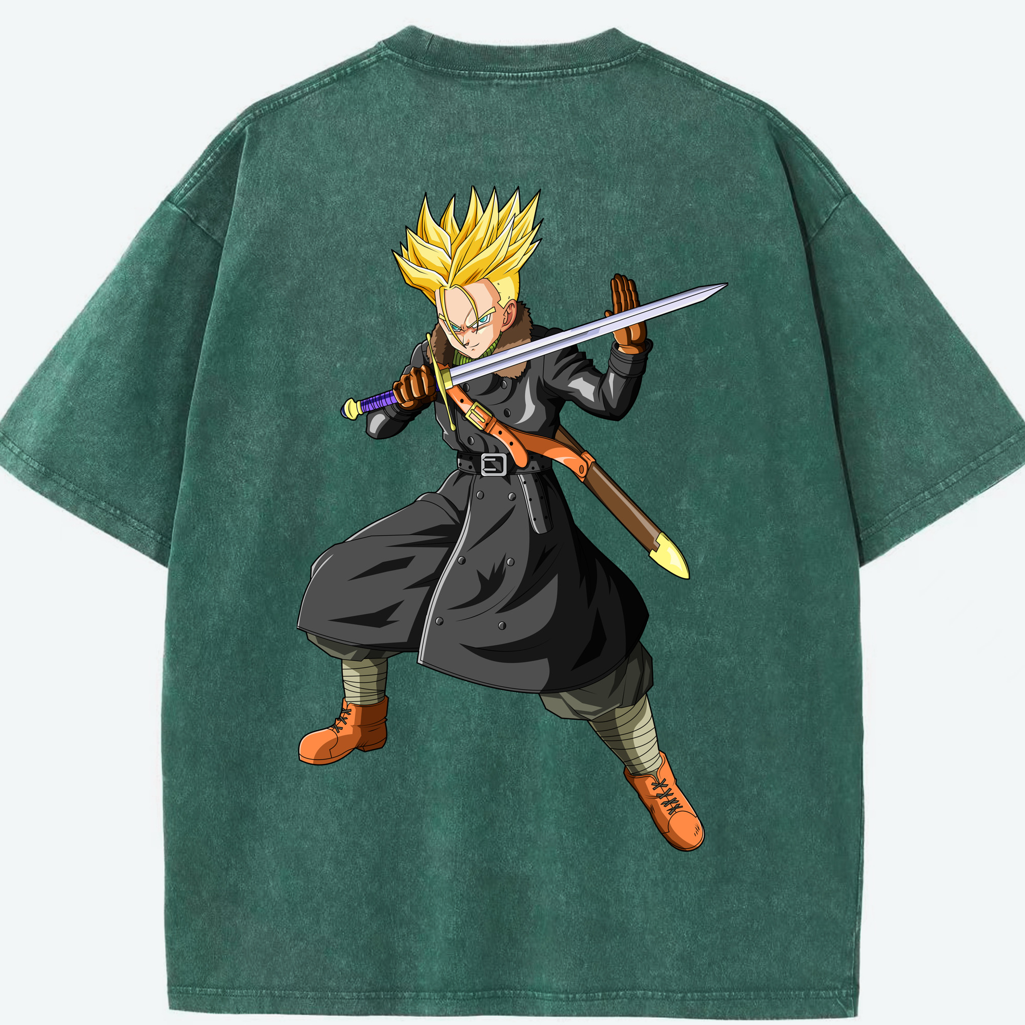 （画像用） ドラゴンボール トランクス（Torankusu）DRAGON BALL Trunks 綿100% ヴィンテージ風 半袖Tシャツ（背面プリント）